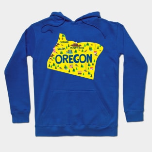 Oregon State USA Illustrated Map Hoodie